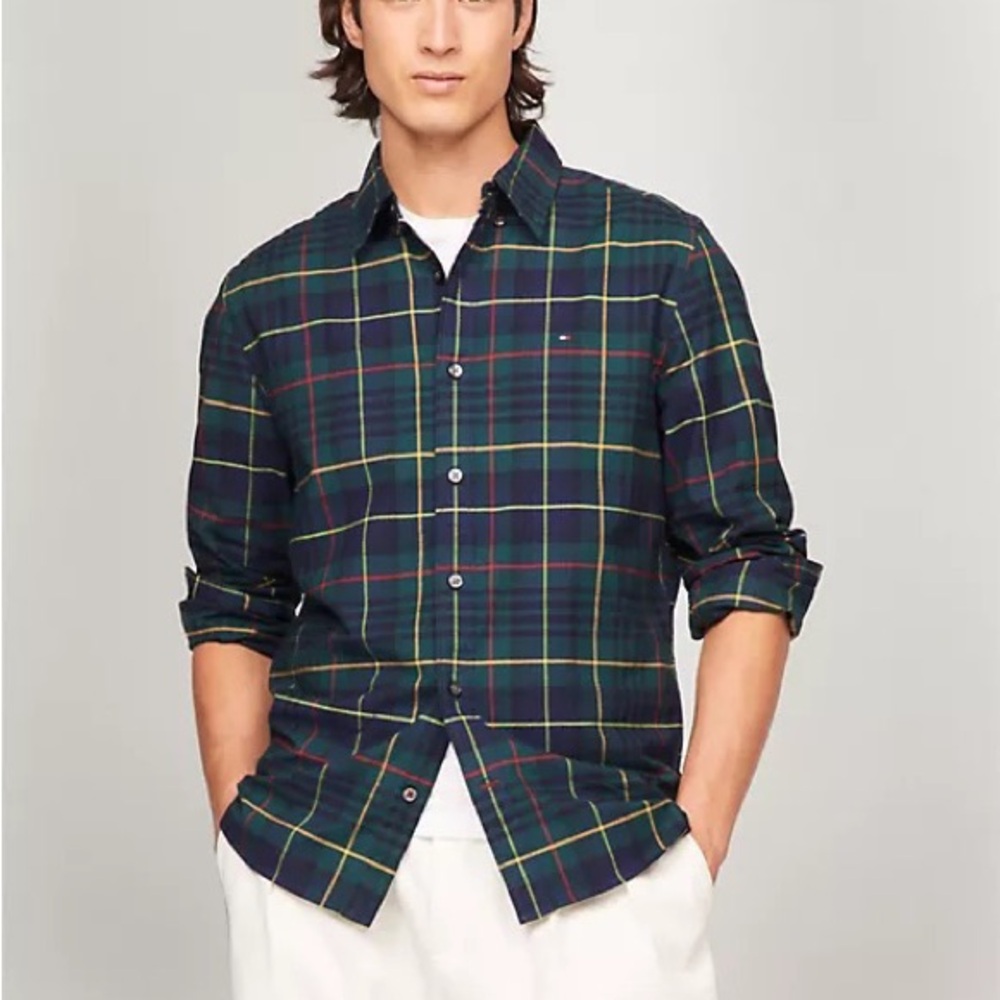 Tommy Hilfiger Regular Fit Plaid Oxford Shirt SZ XL